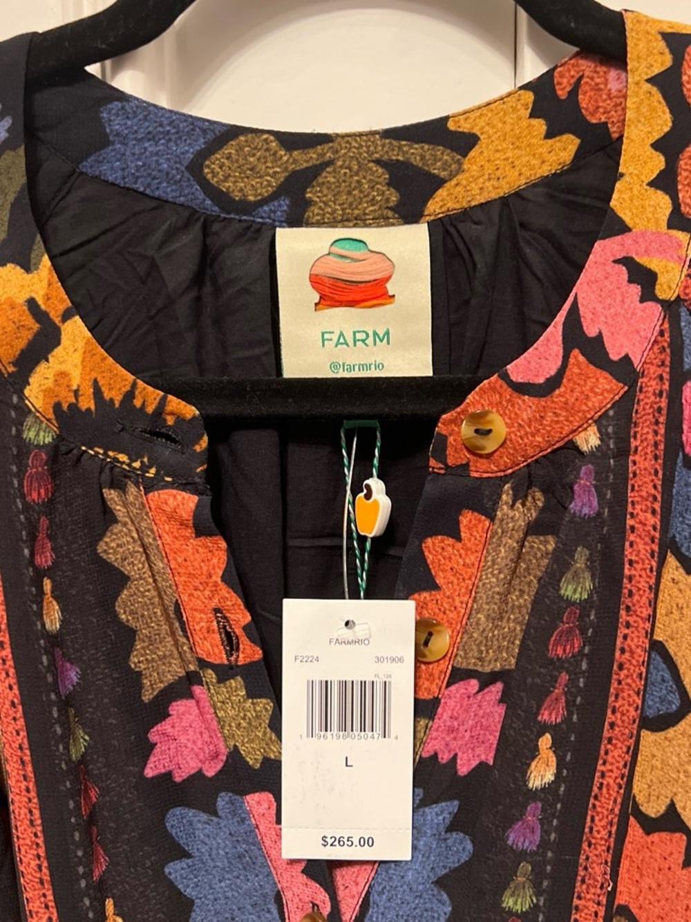 FARM Rio Black Multicolor Paisley-Print Ruffle Mini Dress - Picture 2 of 5